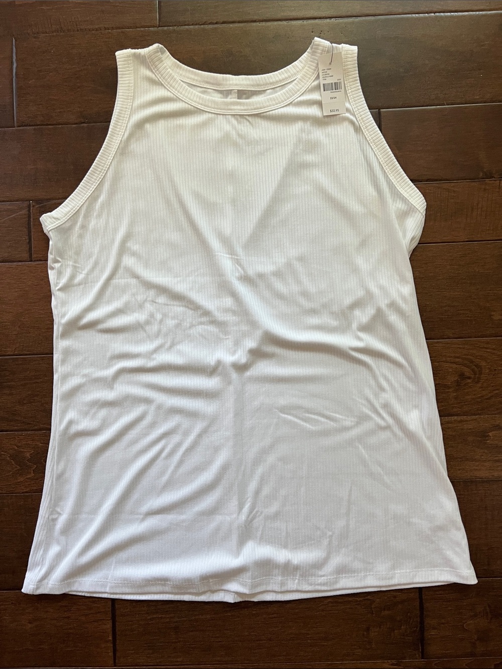 Lane Bryant White Ribbed Tank Top